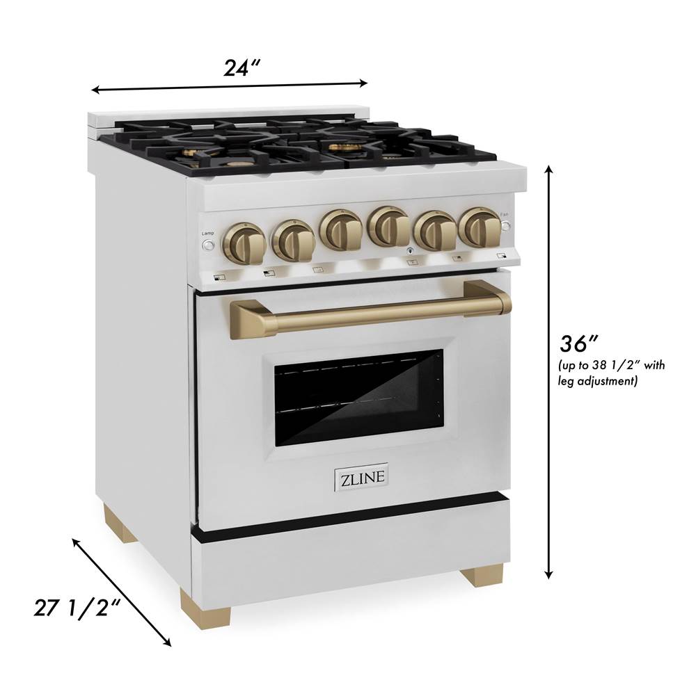 Autograph Edition 24'' 2.8 cu.' Range with Gas Stove and Gas Oven in Stainless Steel with Champagne Bronze Accents