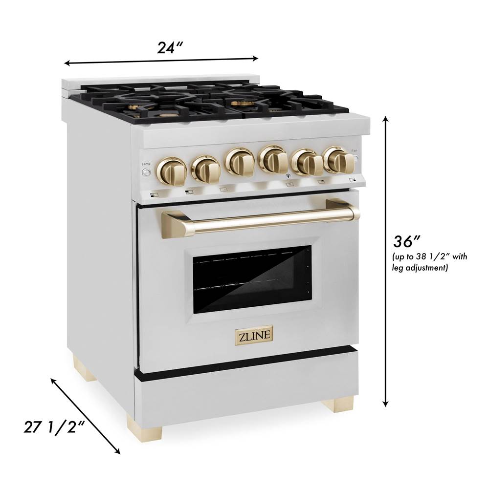 Autograph Edition 24'' 2.8 cu.' Range with Gas Stove and Gas Oven in Stainless Steel with Champagne Bronze Accents