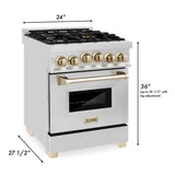 Autograph Edition 24'' 2.8 cu.' Range with Gas Stove and Gas Oven in Stainless Steel with Champagne Bronze Accents