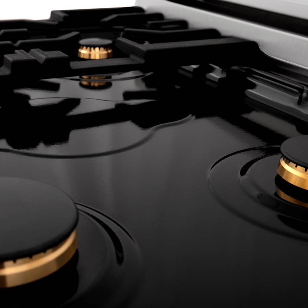 Autograph Edition 30'' Porcelain Rangetop with 4 Gas Burners in Stainless Steel and Champagne Bronze Accents