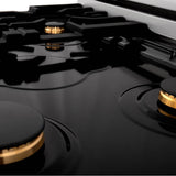 Autograph Edition 30'' Porcelain Rangetop with 4 Gas Burners in Stainless Steel and Champagne Bronze Accents