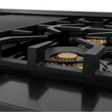 Autograph Edition 48'' Porcelain Rangetop with 7 Gas Burners in Black Stainless Steel and Champagne Bronze Accents