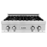 30'' Porcelain Gas Stovetop in Stainless Steel with Brass Burners