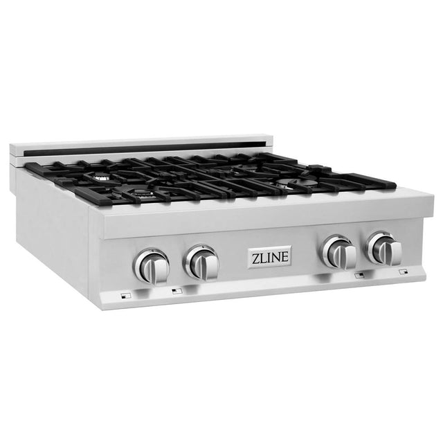 Z-Line - 30'' Porcelain Gas Stovetop in Stainless Steel with Brass Burners - Stainless Steel