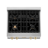 Autograph Edition 30'' Porcelain Rangetop with 4 Gas Burners in Stainless Steel and Champagne Bronze Accents