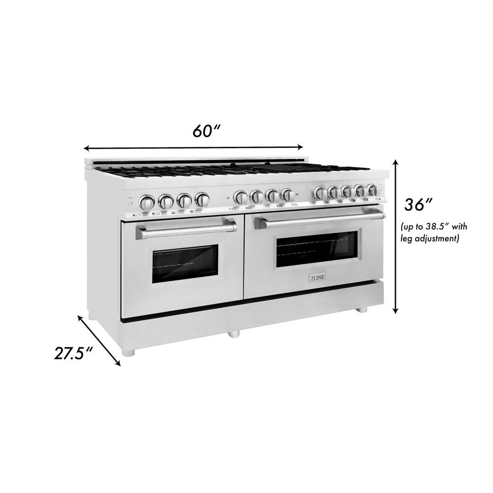 60'' 7.4 cu. ft. Electric Oven and Gas Cooktop Dual Fuel Range with Griddle in Stainless Steel