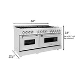 60'' 7.4 cu. ft. Electric Oven and Gas Cooktop Dual Fuel Range with Griddle in Stainless Steel