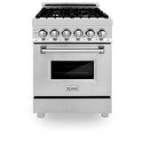24'' 2.8 cu. ft. Electric Oven and Gas Cooktop Dual Fuel Range with Griddle and Brass Burners in Stainless Steel