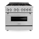 36'' 4.6 cu. ft. Electric Oven and Gas Cooktop Dual Fuel Range with Griddle and Brass Burners in Stainless Steel