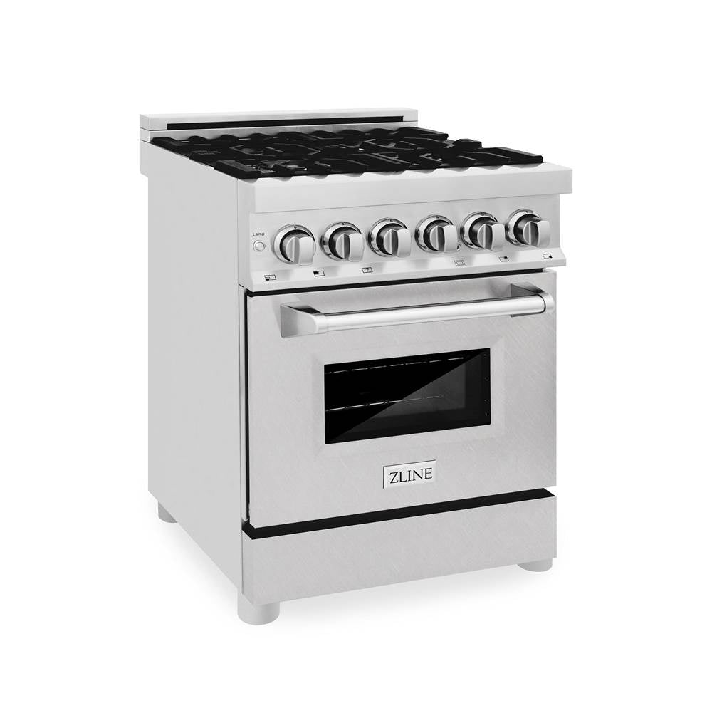 Z-Line - 24'' 2.8 cu.' Dual Fuel Range with Gas Stove and Electric Oven in Stainless Steel and DuraSnow Door - DuraSnow Stainless Steel