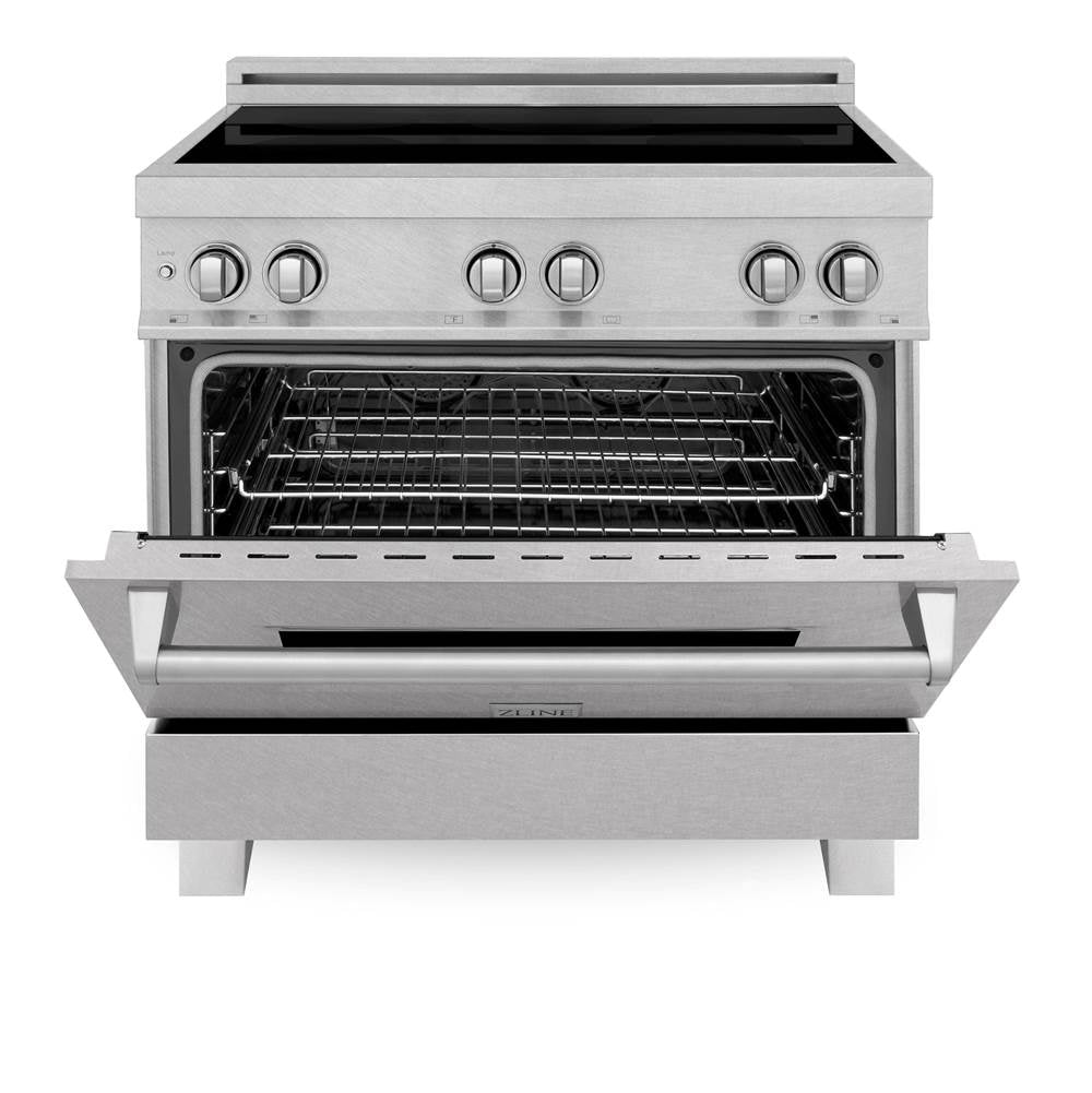 36'' 4.6 cu. ft. Induction Range with a 4 Element Stove and Electric Oven in DuraSnow Stainless Steel
