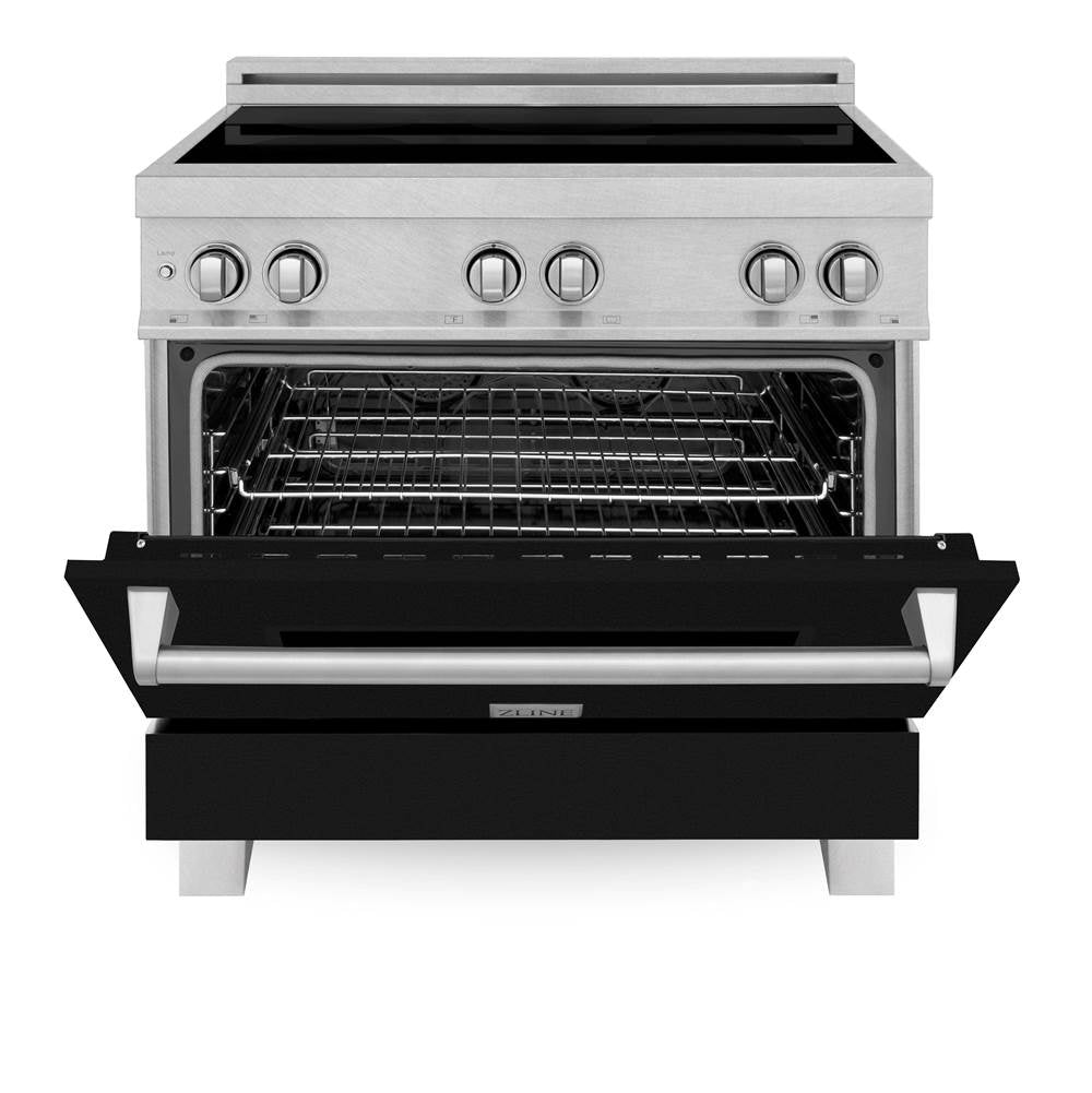 36'' 4.6 cu. ft. Induction Range with a 4 Element Stove and Electric Oven in Black Matte