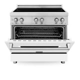 36'' 4.6 cu. ft. Induction Range with a 4 Element Stove and Electric Oven in White Matte