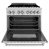 36'' 4.6 cu. ft. Electric Oven and Gas Cooktop Dual Fuel Range with Griddle in Stainless Steel