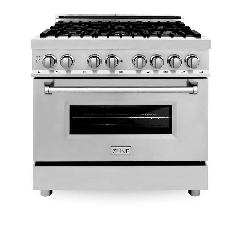 36'' 4.6 cu. ft. Electric Oven and Gas Cooktop Dual Fuel Range with Griddle in Stainless Steel