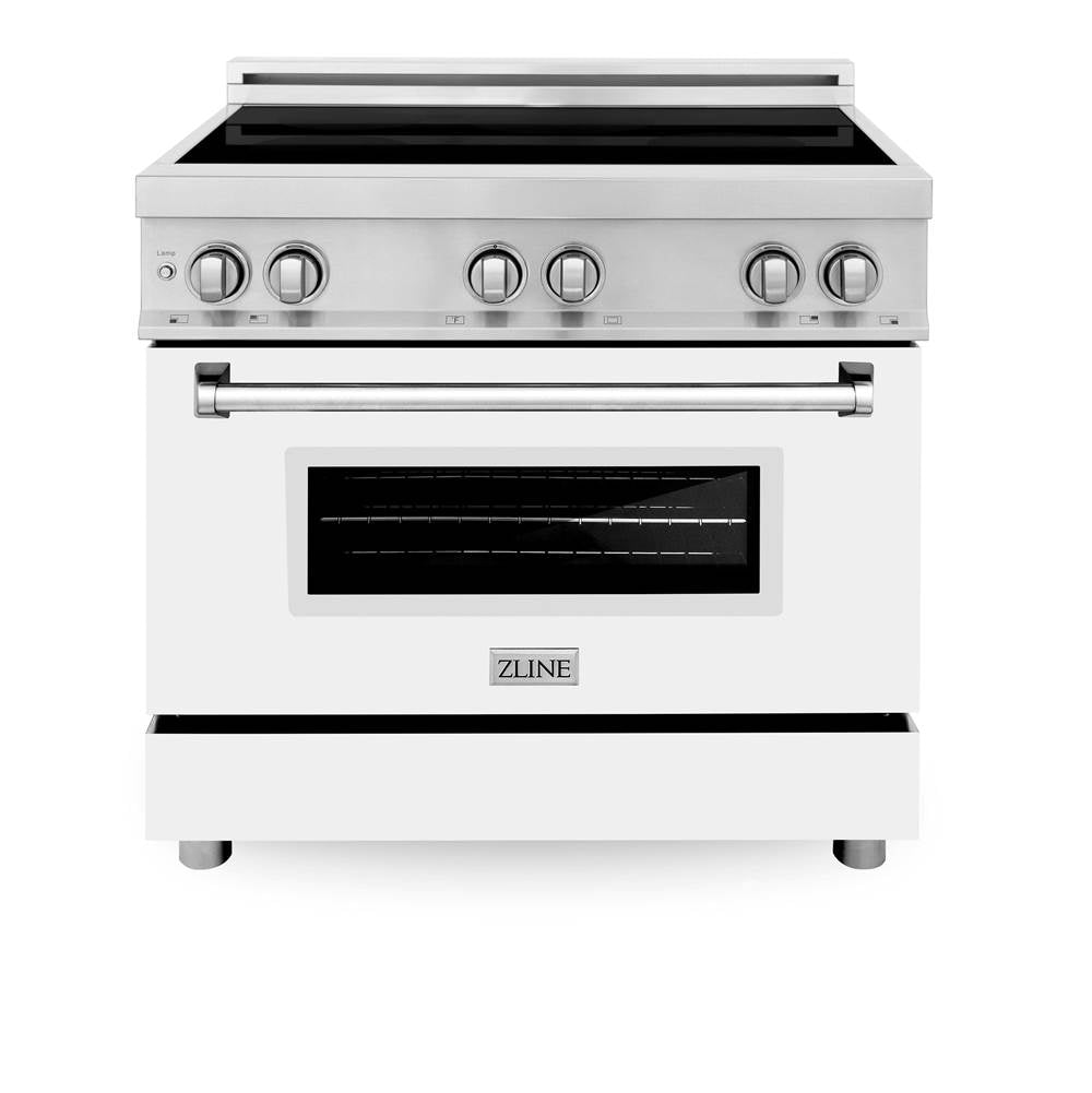 36'' 4.6 cu. ft. Induction Range with a 4 Element Stove and Electric Oven in White Matte