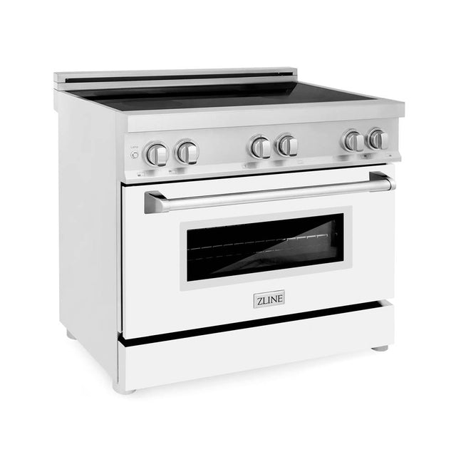 Z-Line - 36'' 4.6 cu. ft. Induction Range with a 4 Element Stove and Electric Oven in White Matte - Stainless Steel