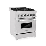 Z-Line - 24'' 2.8 cu. ft. Dual Fuel Range with Gas Stove and Electric Oven in Fingerprint Resistant Stainless Steel - DuraSnow Stainless Steel