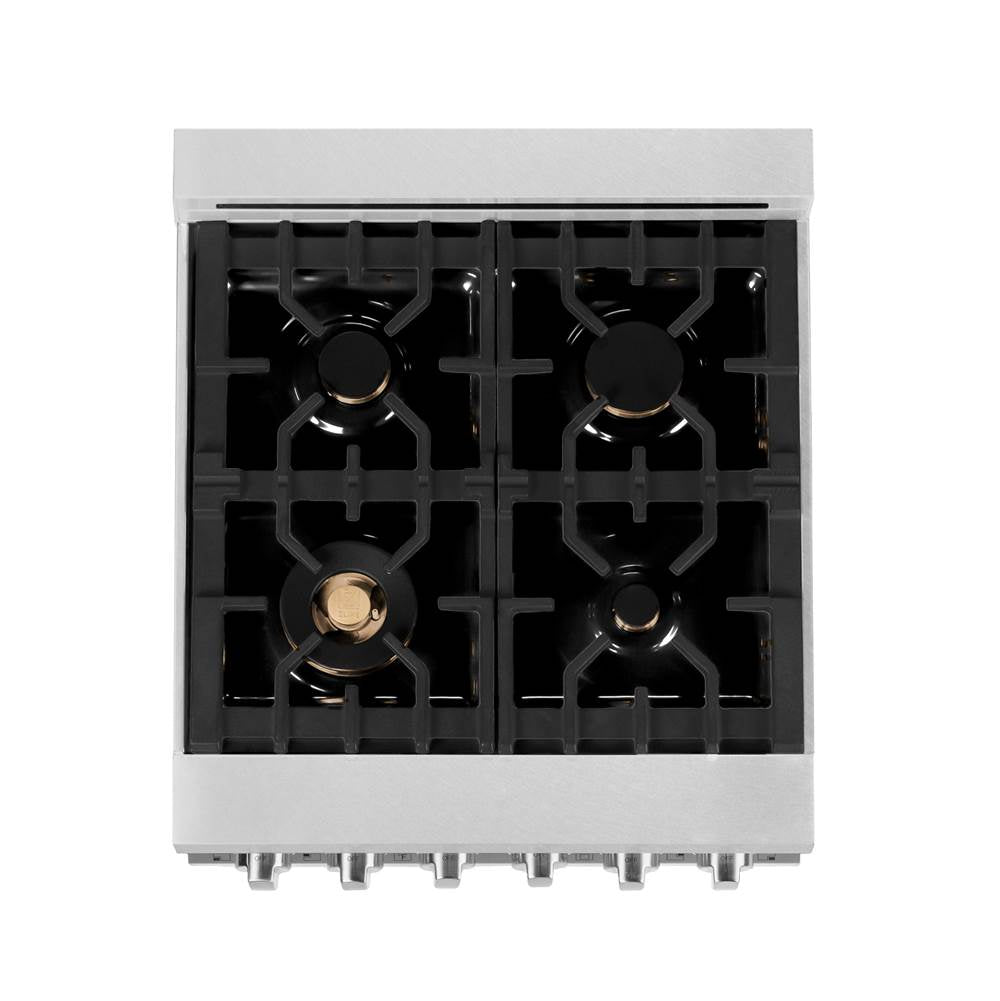 24'' 2.8 cu. ft. Electric Oven and Gas Cooktop Dual Fuel Range with Griddle and Brass Burners in Fingerprint Resistant Stainless
