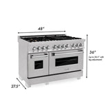 48'' 6.0 cu. ft. Electric Oven and Gas Cooktop Dual Fuel Range with Griddle and Brass Burners in Fingerprint Resistant Stainless