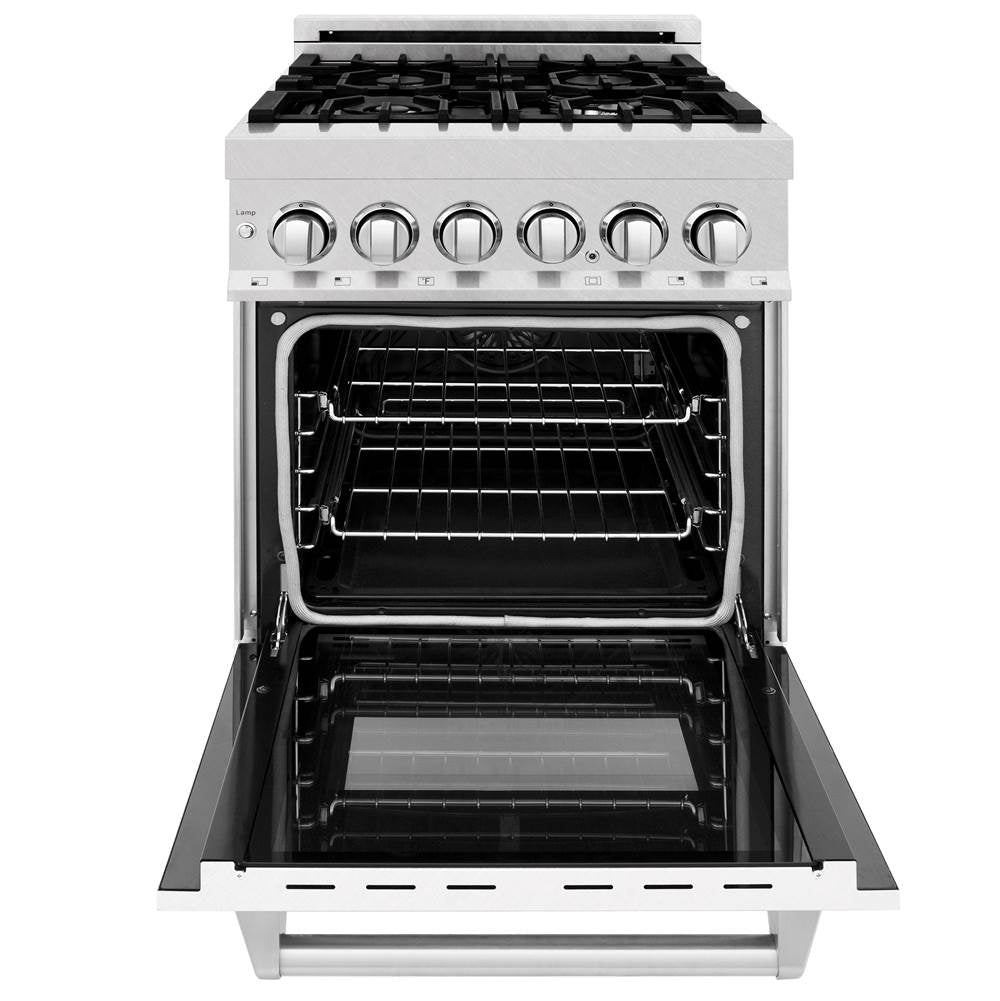 24'' 2.8 cu. ft. Electric Oven and Gas Cooktop Dual Fuel Range with Griddle and White Matte Door in Fingerprint Resistant Stainless