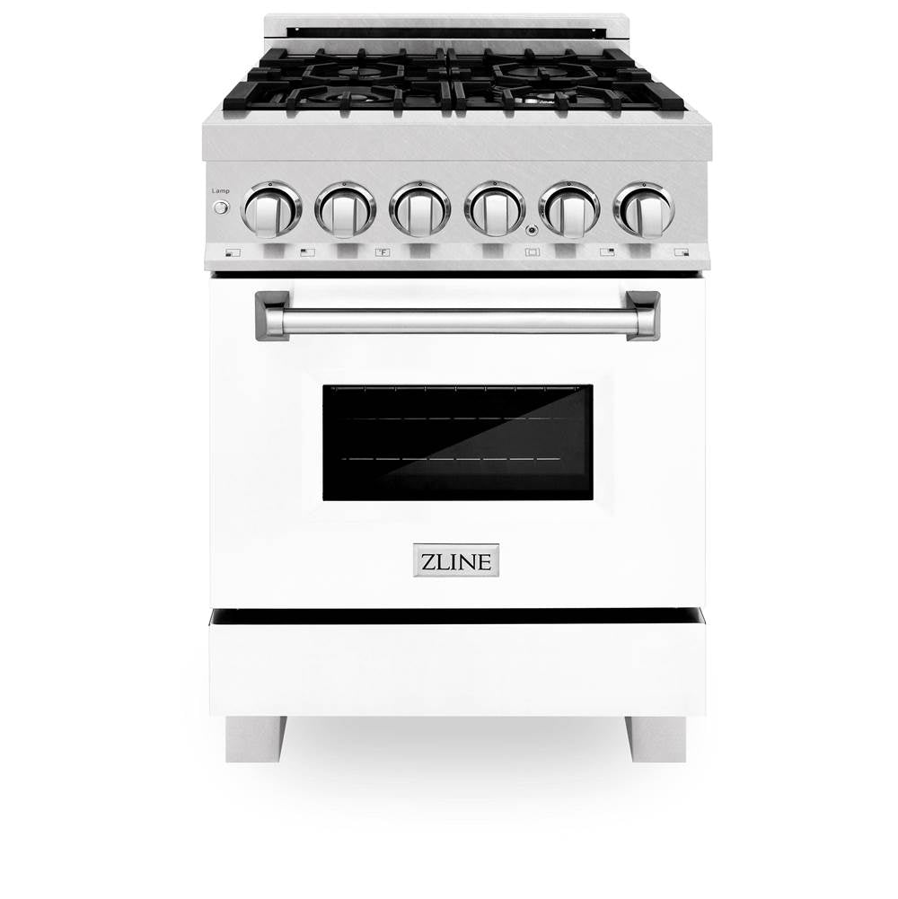 24'' 2.8 cu. ft. Electric Oven and Gas Cooktop Dual Fuel Range with Griddle and White Matte Door in Fingerprint Resistant Stainless