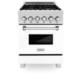 24'' 2.8 cu. ft. Electric Oven and Gas Cooktop Dual Fuel Range with Griddle and White Matte Door in Fingerprint Resistant Stainless