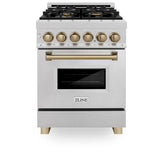 Autograph Edition 24'' 2.8 cu.' Dual Fuel Range with Gas Stove and Electric Oven in DuraSnow Stainless Steel with Champagne Bronze Accents