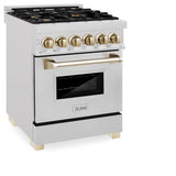 Autograph Edition 24'' 2.8 cu.' Dual Fuel Range with Gas Stove and Electric Oven in DuraSnow Stainless Steel with Champagne Bronze Accents