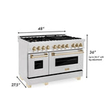 Autograph Edition 48'' 6.0 cu.' Dual Fuel Range with Gas Stove and Electric Oven in DuraSnow Stainless Steel with Champagne Bronze Accents