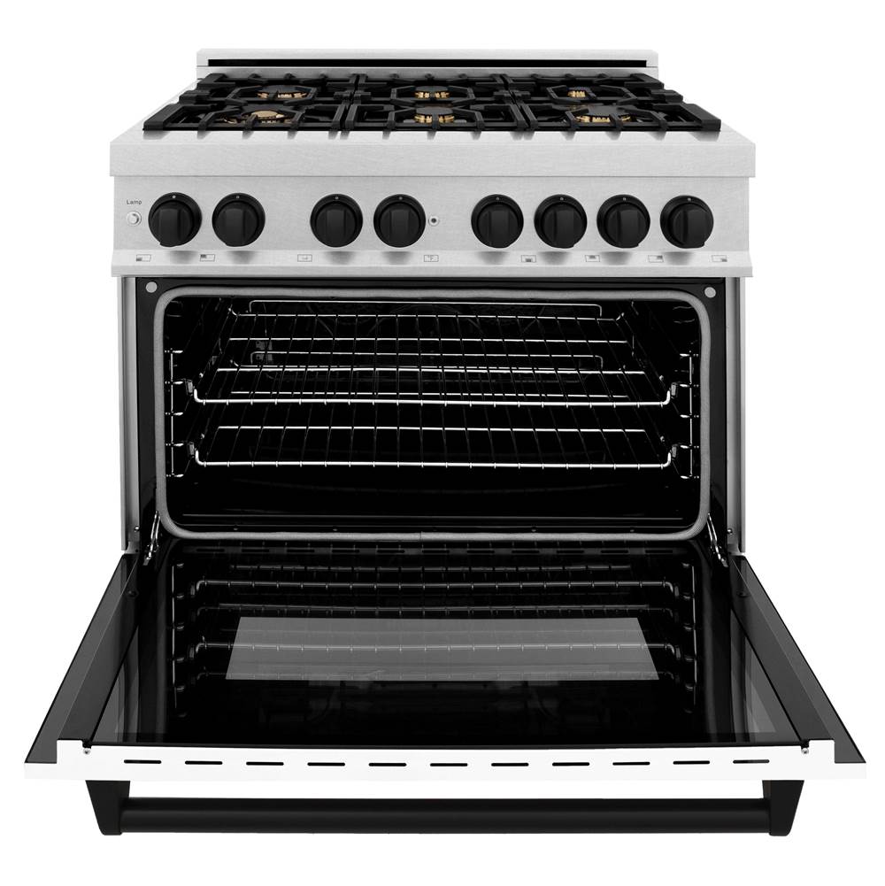 Autograph Edition 36'' 4.6 cu.' Dual Fuel Range with Gas Stove and Electric Oven in DuraSnow Stainless Steel with WM Door and CB Accents