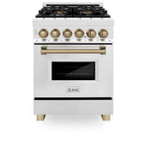 Autograph Edition 24'' 2.8 cu.' Dual Fuel Range with Gas Stove and Electric Oven in Stainless Steel with Champagne Bronze Accents