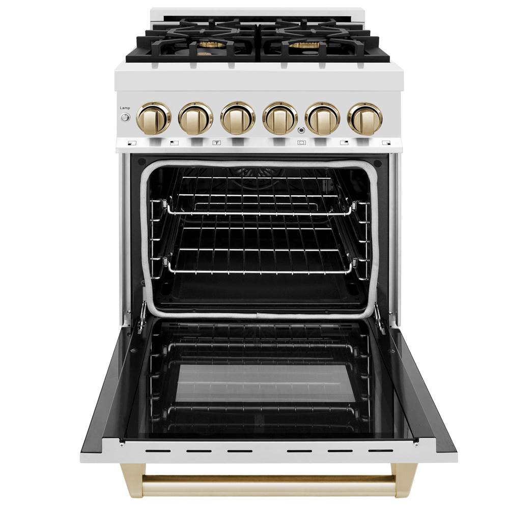 Autograph Edition 24'' 2.8 cu.' Dual Fuel Range with Gas Stove and Electric Oven in Stainless Steel with Champagne Bronze Accents