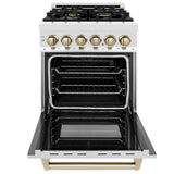 Autograph Edition 24'' 2.8 cu.' Dual Fuel Range with Gas Stove and Electric Oven in Stainless Steel with Champagne Bronze Accents