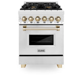 Autograph Edition 24'' 2.8 cu.' Dual Fuel Range with Gas Stove and Electric Oven in Stainless Steel with Champagne Bronze Accents