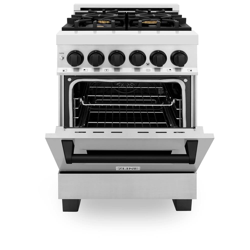 Autograph Edition 24'' 2.8 cu.' Dual Fuel Range with Gas Stove and Electric Oven in Stainless Steel with Champagne Bronze Accents