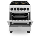 Autograph Edition 24'' 2.8 cu.' Dual Fuel Range with Gas Stove and Electric Oven in Stainless Steel with Champagne Bronze Accents