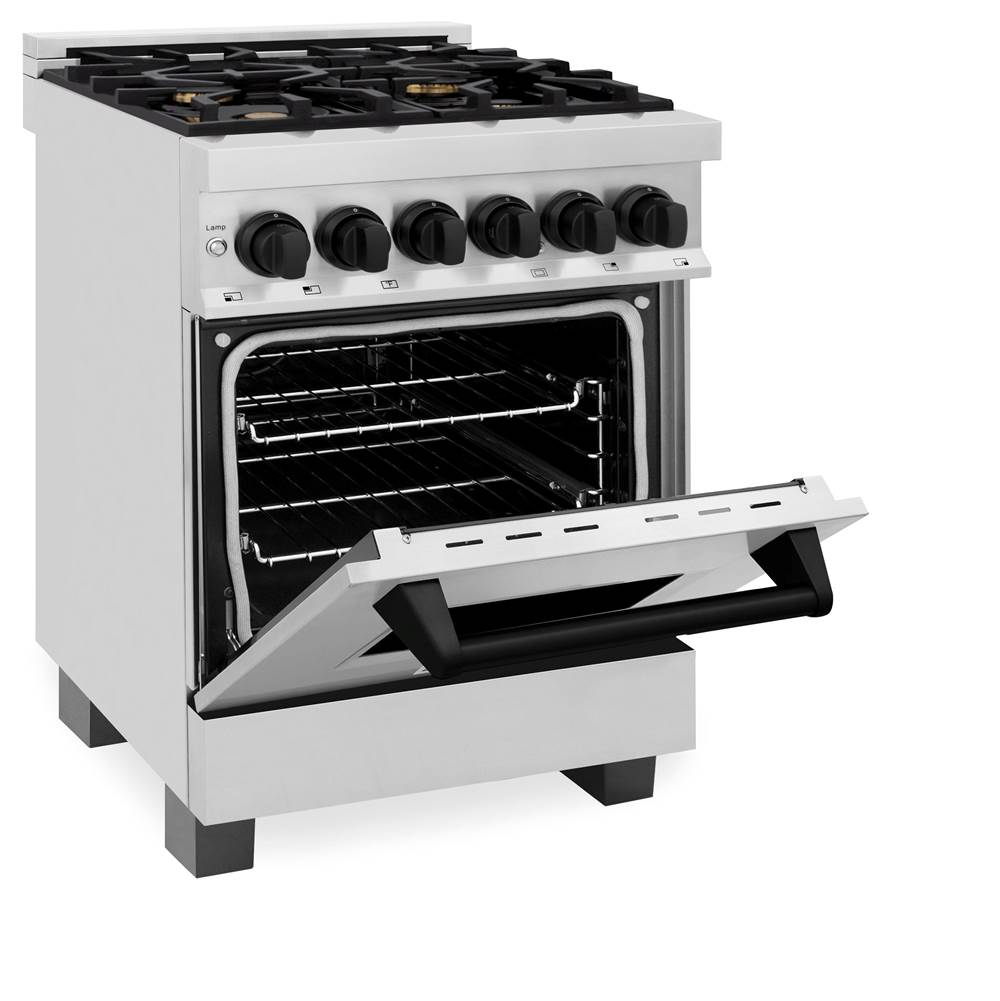 Autograph Edition 24'' 2.8 cu.' Dual Fuel Range with Gas Stove and Electric Oven in Stainless Steel with Champagne Bronze Accents