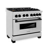 Z-Line - Autograph Edition 36'' 4.6 cu.' Dual Fuel Range with Gas Stove and Electric Oven in Stainless Steel with Matte Black Accents - Matte Black