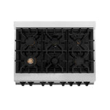 Autograph Edition 36'' 4.6 cu.' Dual Fuel Range with Gas Stove and Electric Oven in Stainless Steel with Champagne Bronze Accents