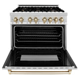 Autograph Edition 36'' 4.6 cu.' Dual Fuel Range with Gas Stove and Electric Oven in Stainless Steel with Champagne Bronze Accents