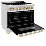 Autograph Edition 36'' 4.6 cu.' Dual Fuel Range with Gas Stove and Electric Oven in Stainless Steel with Champagne Bronze Accents