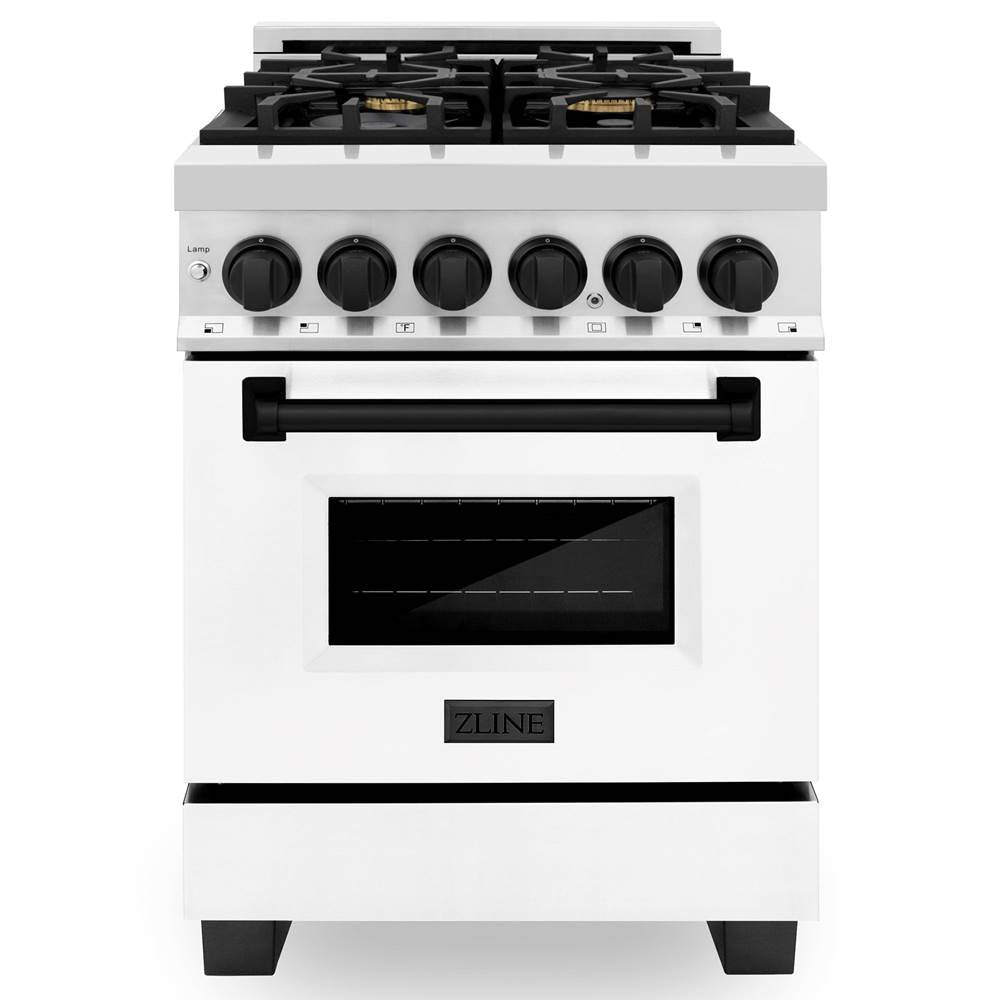 Autograph Edition 24'' 2.8 cu.' Dual Fuel Range with Gas Stove and Electric Oven in Stainless Steel with White Matte Door and CB Accents
