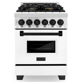 Autograph Edition 24'' 2.8 cu.' Dual Fuel Range with Gas Stove and Electric Oven in Stainless Steel with White Matte Door and CB Accents