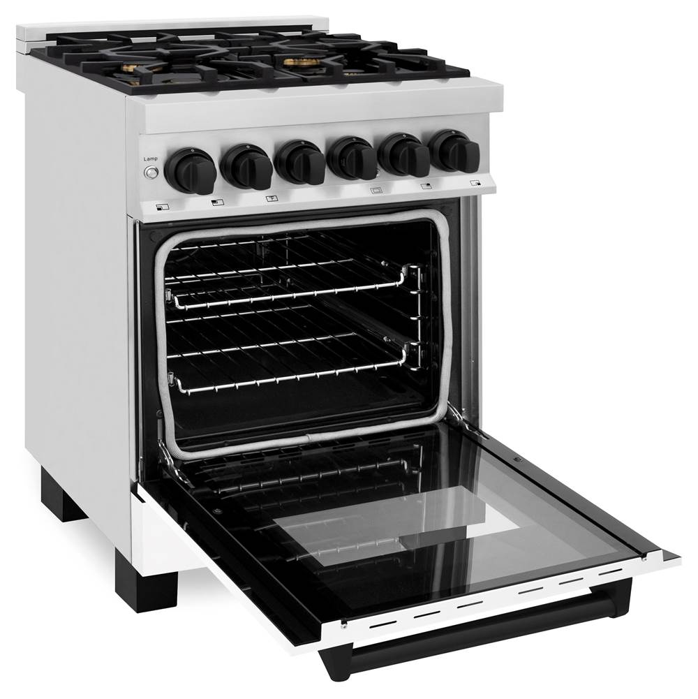 Autograph Edition 24'' 2.8 cu.' Dual Fuel Range with Gas Stove and Electric Oven in Stainless Steel with White Matte Door and CB Accents