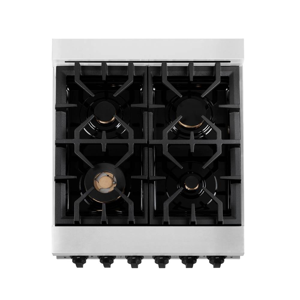 Autograph Edition 24'' 2.8 cu.' Dual Fuel Range with Gas Stove and Electric Oven in Stainless Steel with White Matte Door and CB Accents