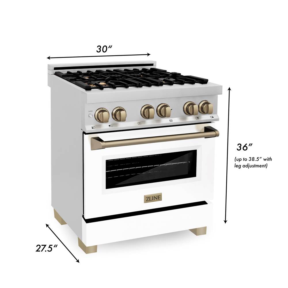 Autograph Edition 30'' 4.0 cu.' Dual Fuel Range with Gas Stove and Electric Oven in Stainless Steel with White Matte Door and CB Accents