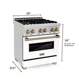 Autograph Edition 30'' 4.0 cu.' Dual Fuel Range with Gas Stove and Electric Oven in Stainless Steel with White Matte Door and CB Accents