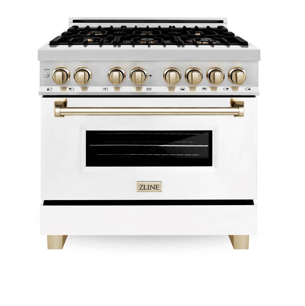 Autograph Edition 36'' 4.6 cu.' Dual Fuel Range with Gas Stove and Electric Oven in Stainless Steel with White Matte Door and CB Accents
