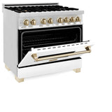 Autograph Edition 36'' 4.6 cu.' Dual Fuel Range with Gas Stove and Electric Oven in Stainless Steel with White Matte Door and CB Accents